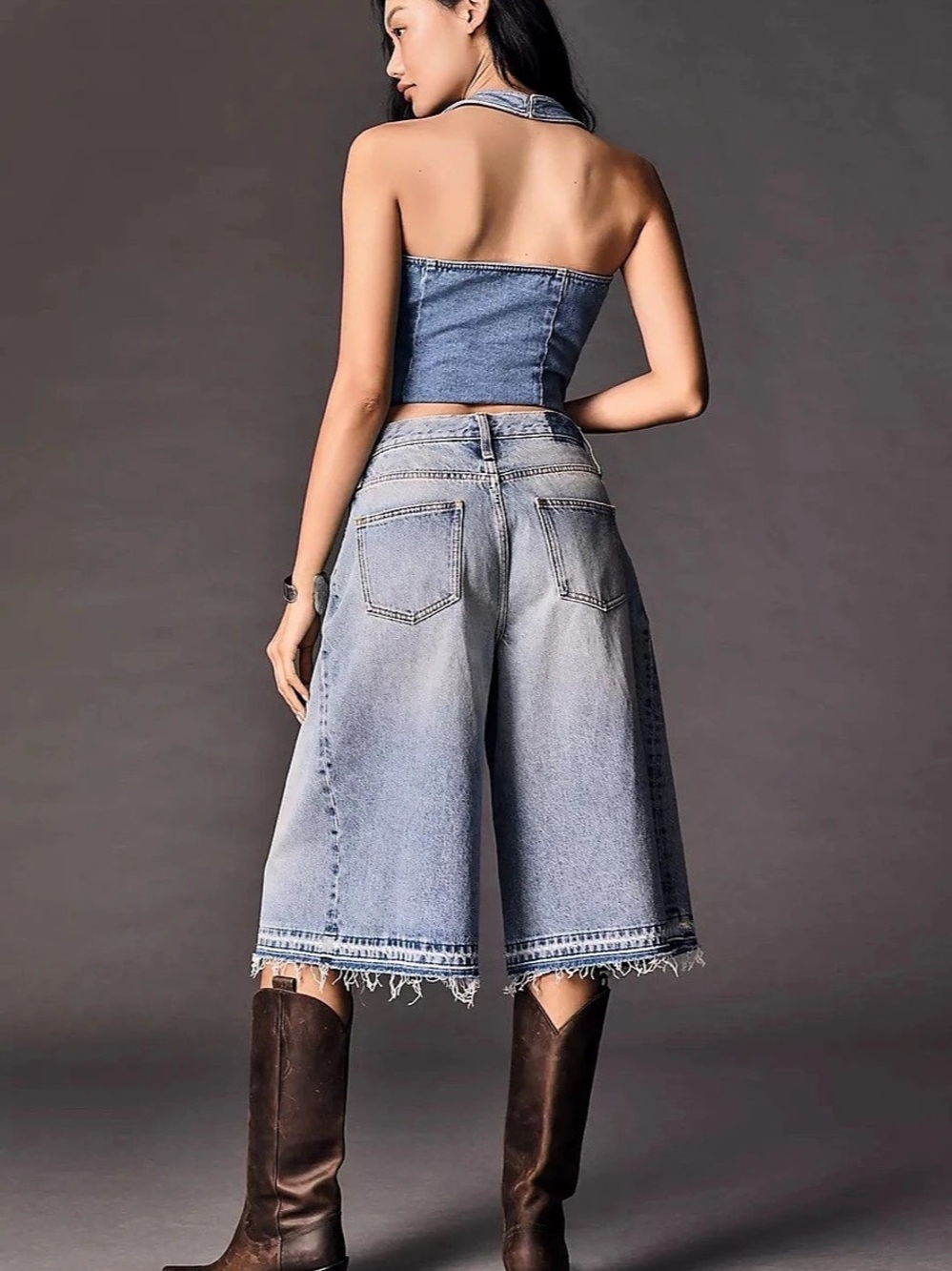 Pilcro Pleated Culotte Wide-Leg Denim Shorts NWOT by Anthropologie, SZ 28 - Picture 5 of 8